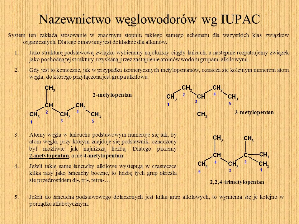 Nazewnictwo węglowodorów wg IUPAC