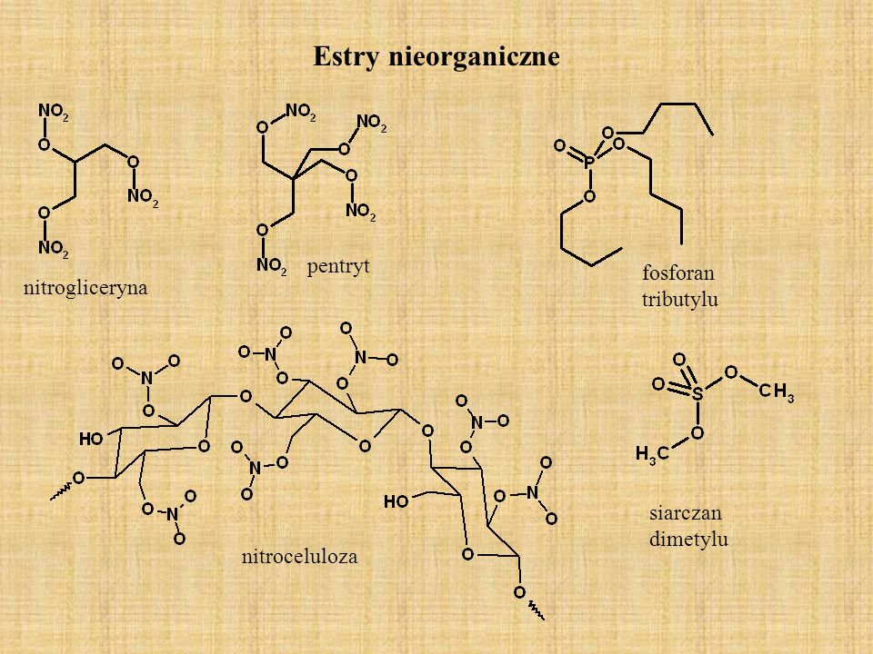 Estry nieorganiczne pentryt fosforan tributylu nitrogliceryna