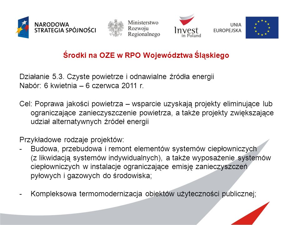 Środki na OZE w RPO Województwa Śląskiego