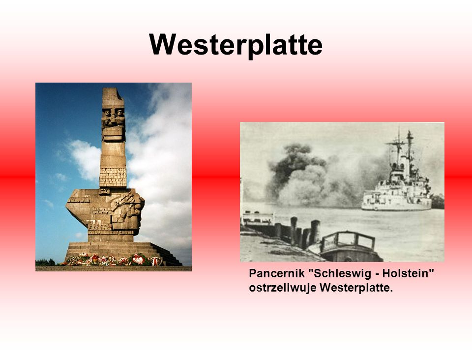 Westerplatte Pancernik Schleswig - Holstein ostrzeliwuje Westerplatte.