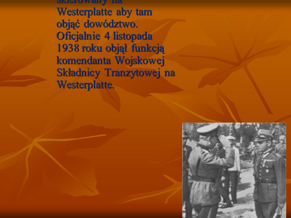 W 1928 roku awansował na majora i został skierowany na Westerplatte aby tam objąć dowództwo.
