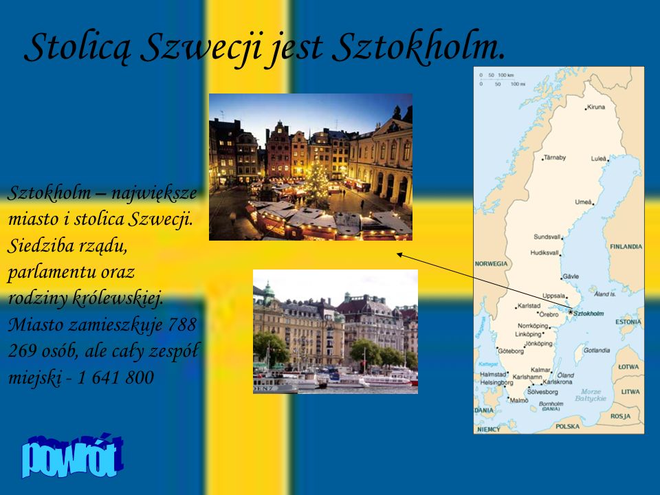 Stolicą Szwecji jest Sztokholm.