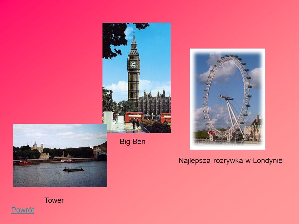 Big Ben Najlepsza rozrywka w Londynie Tower Powrót