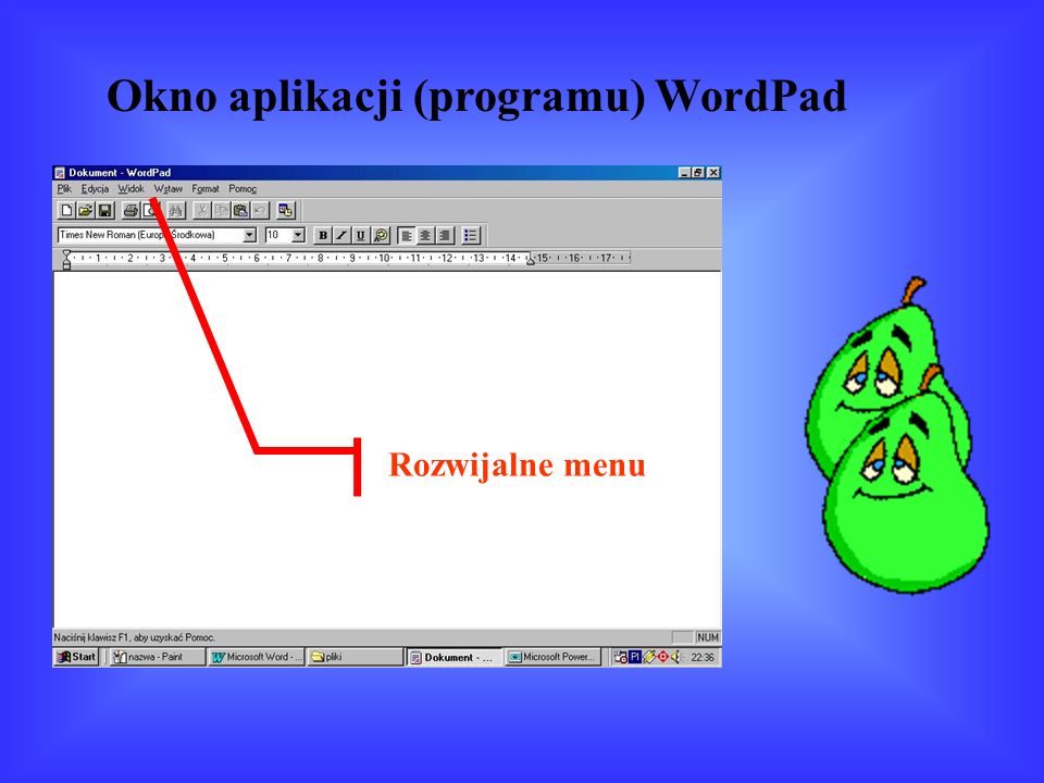 Okno aplikacji (programu) WordPad