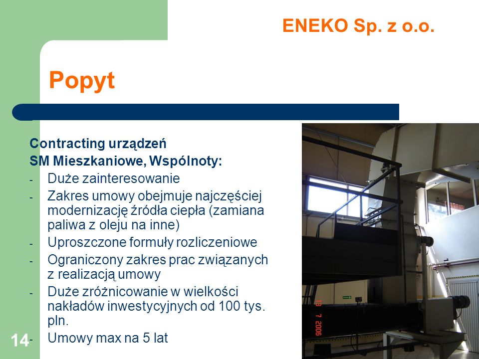 Popyt ENEKO Sp. z o.o. Contracting urządzeń