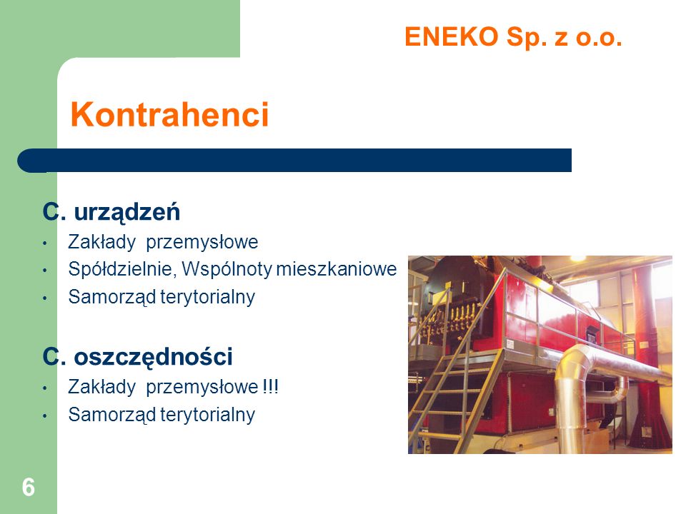 Kontrahenci ENEKO Sp. z o.o. C. urządzeń C. oszczędności