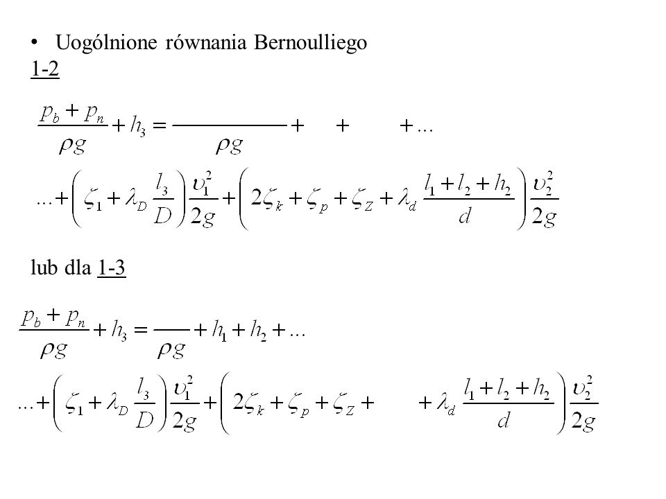 Uogólnione równania Bernoulliego