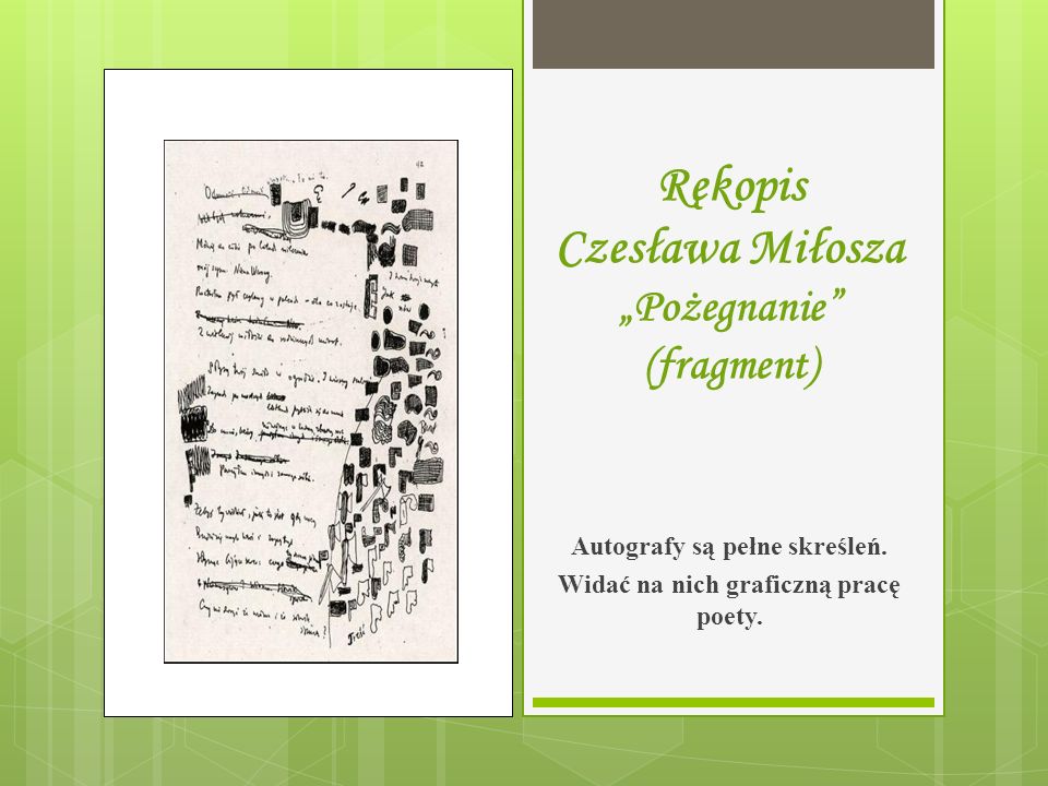 Rękopis Czesława Miłosza „Pożegnanie (fragment)