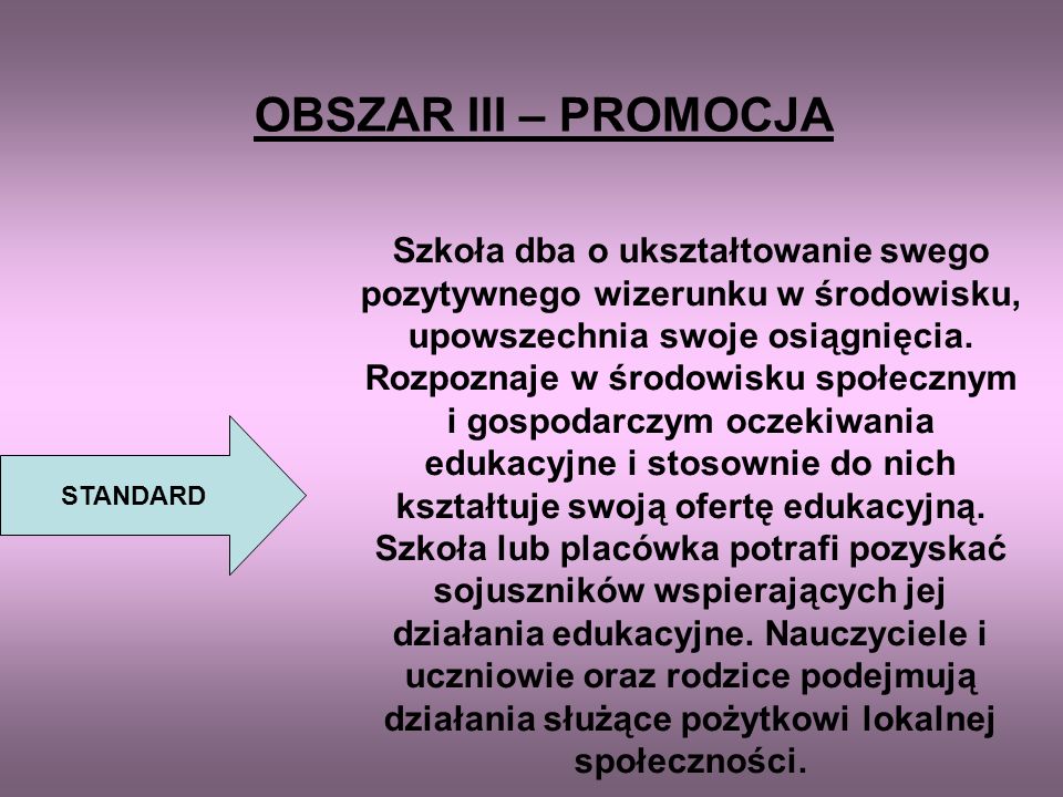 OBSZAR III – PROMOCJA