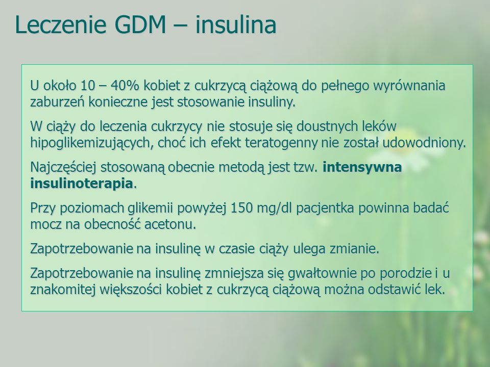 Leczenie GDM – insulina