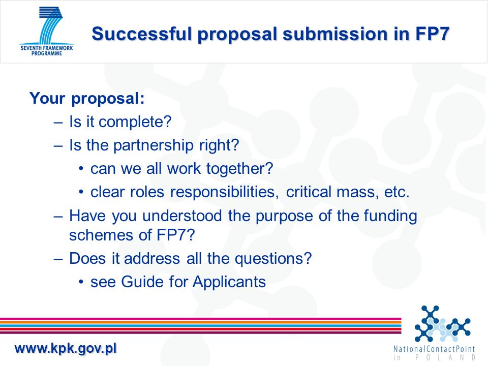 Successful proposal submission in FP7