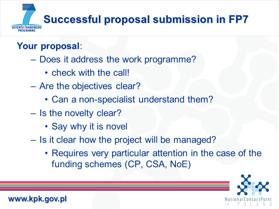 Successful proposal submission in FP7