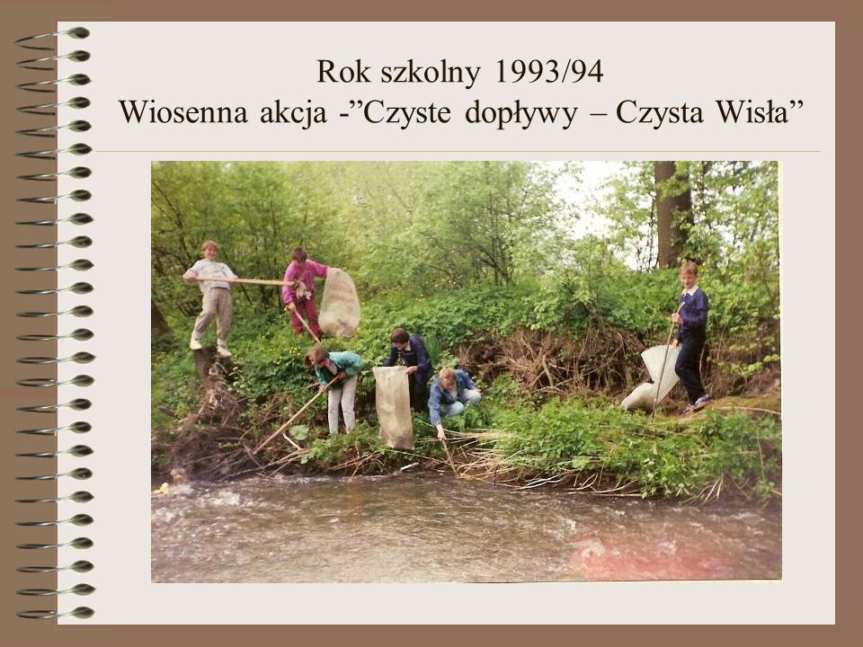 Rok szkolny 1993/94 Wiosenna akcja - Czyste dopływy – Czysta Wisła