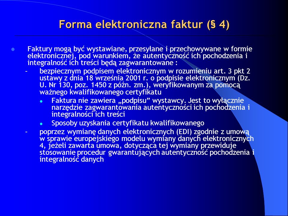 Forma elektroniczna faktur (§ 4)