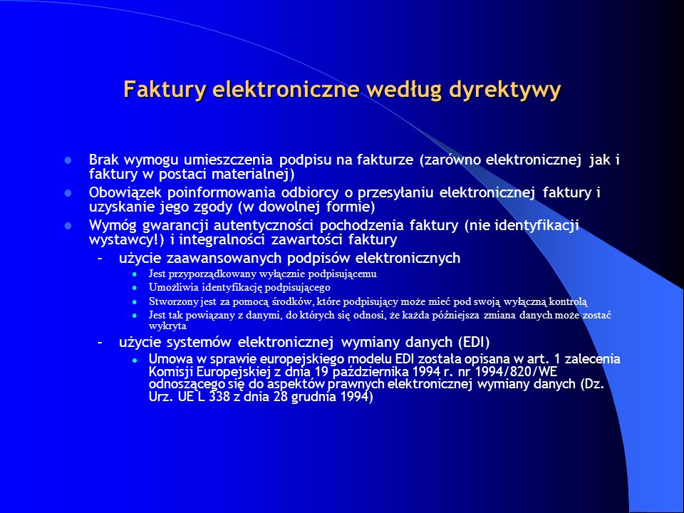 Faktury elektroniczne według dyrektywy