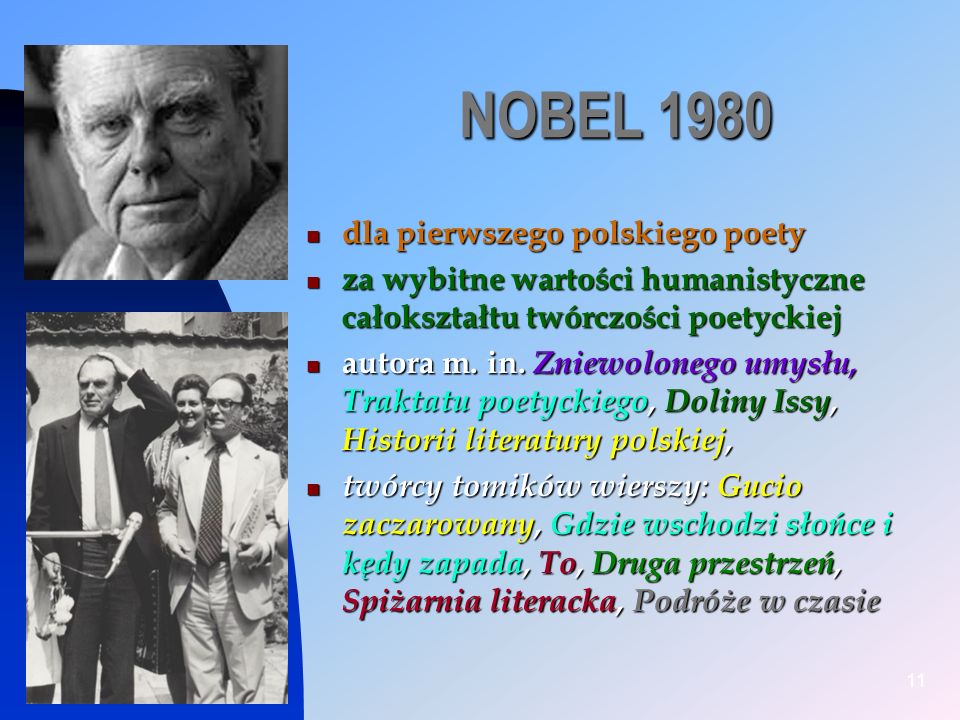 NOBEL 1980 dla pierwszego polskiego poety