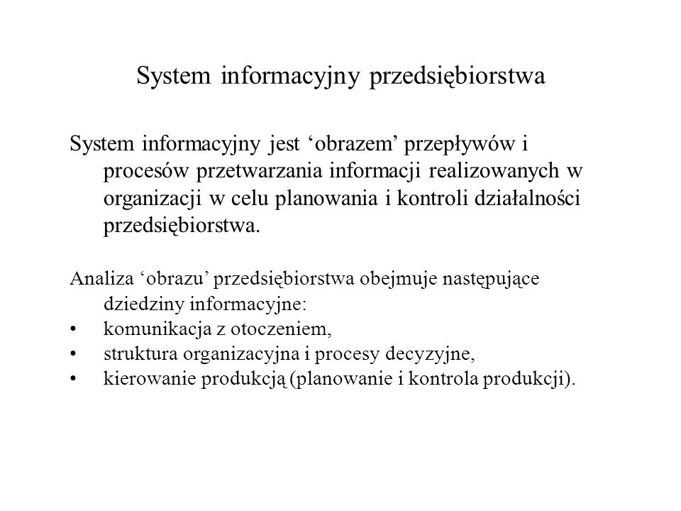 System informacyjny przedsiębiorstwa