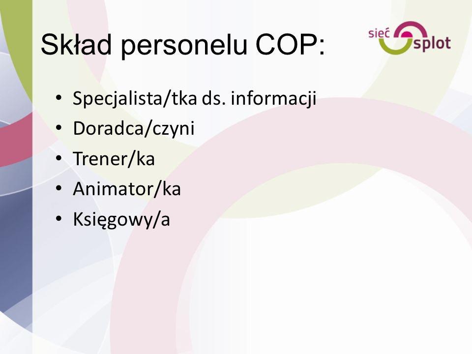 Skład personelu COP: Specjalista/tka ds. informacji Doradca/czyni