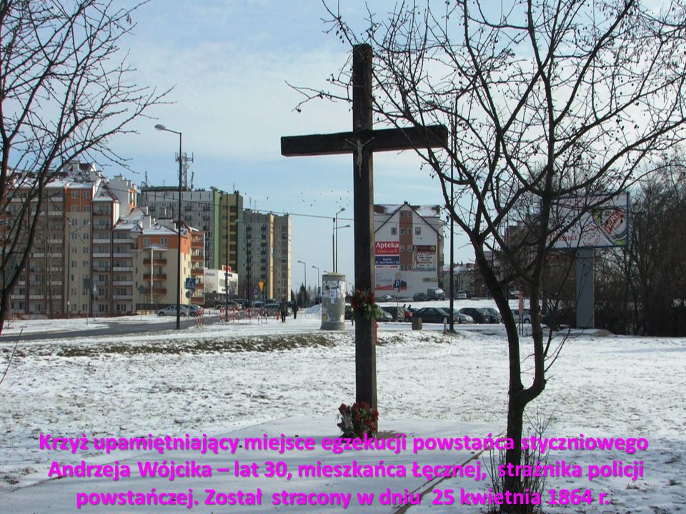 Krzyż upamiętniający miejsce egzekucji powstańca styczniowego Andrzeja Wójcika – lat 30, mieszkańca Łęcznej, strażnika policji powstańczej.