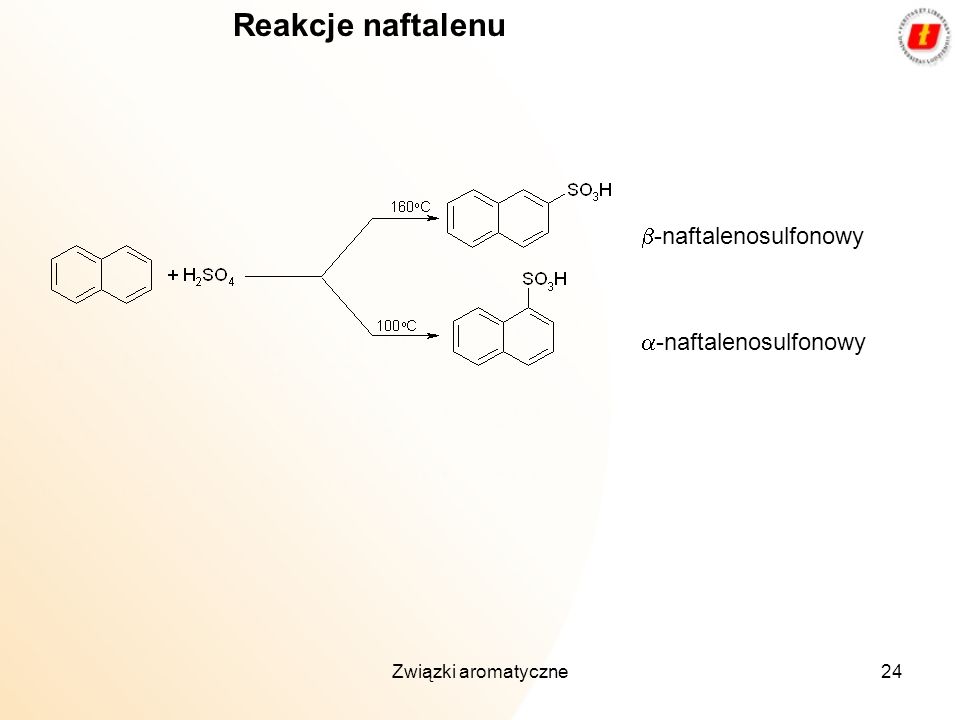 Reakcje naftalenu b-naftalenosulfonowy a-naftalenosulfonowy