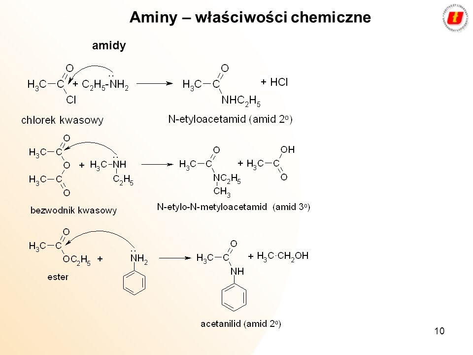 Aminy – właściwości chemiczne