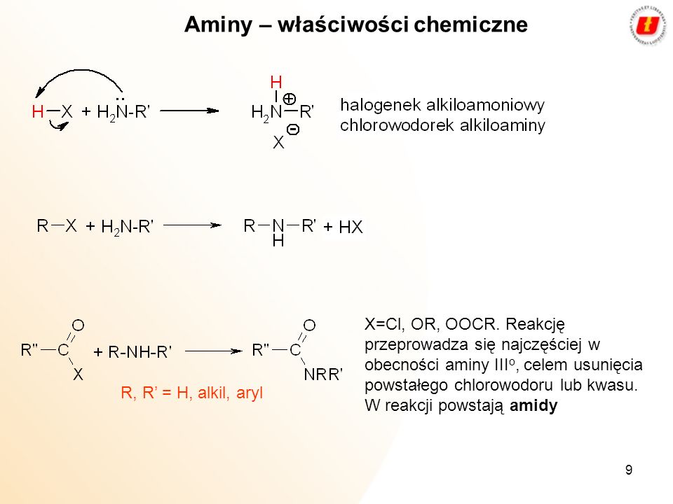 Aminy – właściwości chemiczne
