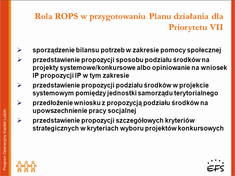 Rola ROPS w przygotowaniu Planu działania dla Priorytetu VII