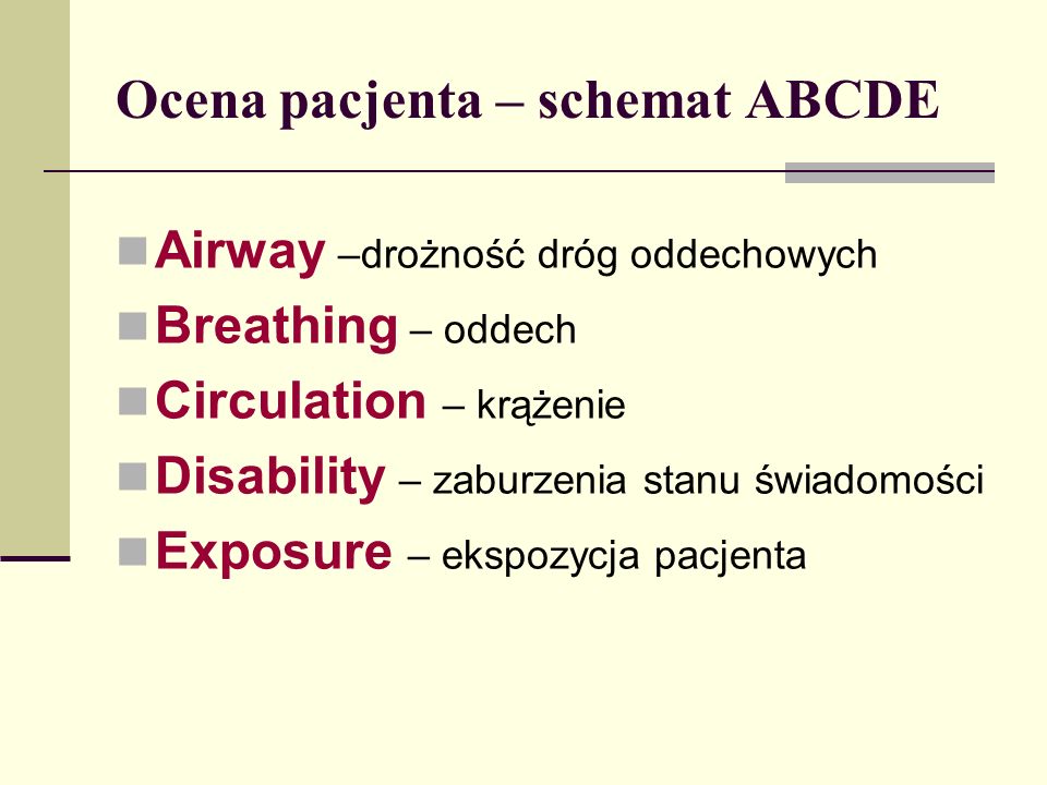 Ocena pacjenta – schemat ABCDE