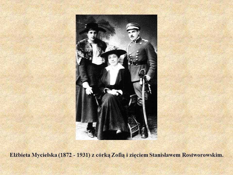 Elżbieta Mycielska ( ) z córką Zofią i zięciem Stanisławem Rostworowskim.