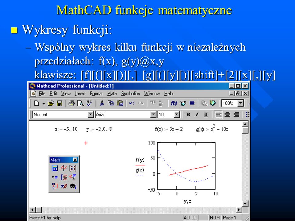 MathCAD funkcje matematyczne