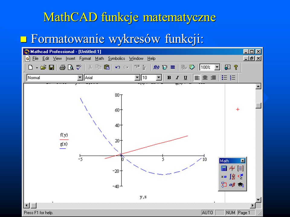 MathCAD funkcje matematyczne