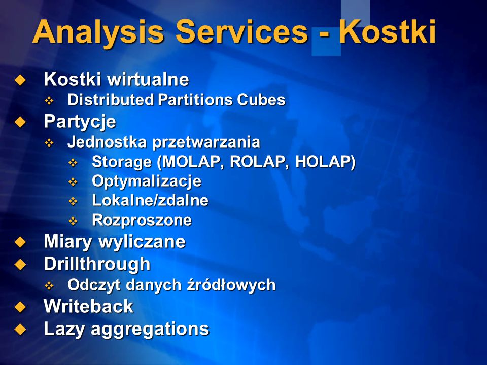 Analysis Services - Kostki