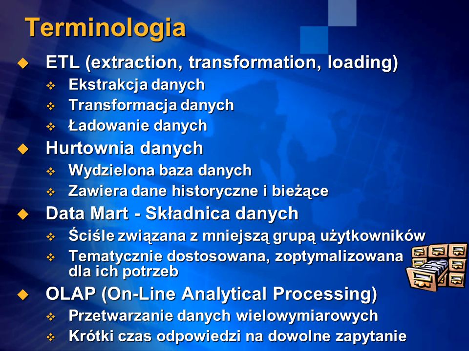 Terminologia ETL (extraction, transformation, loading)