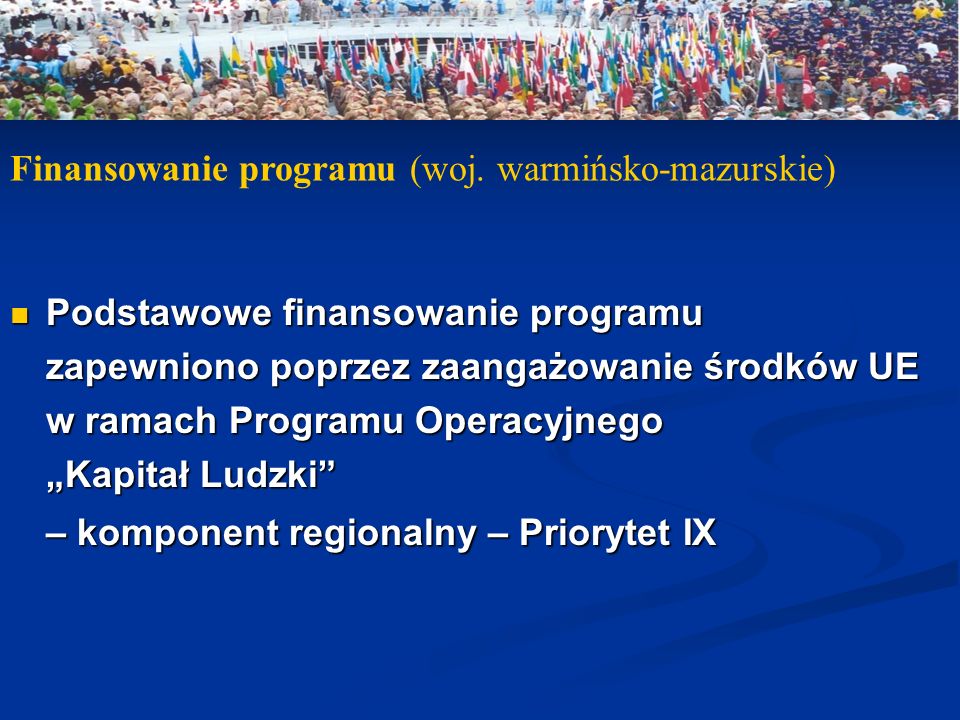 Finansowanie programu (woj. warmińsko-mazurskie)