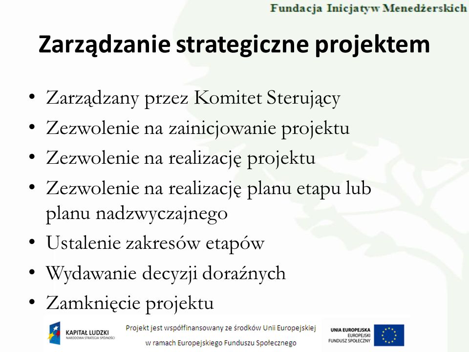 Zarządzanie strategiczne projektem