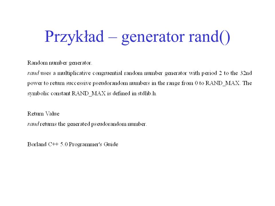Przykład – generator rand()
