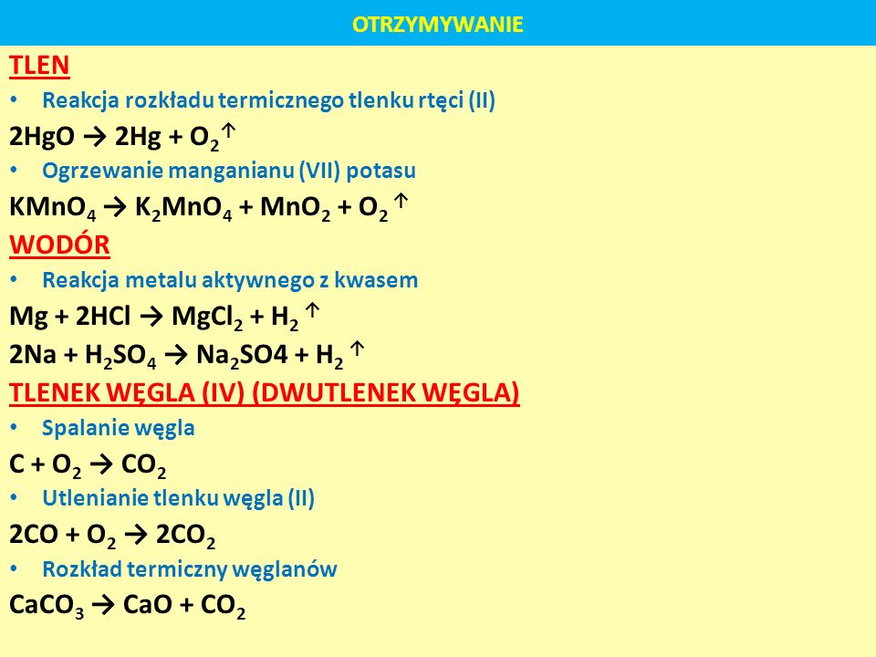 TLENEK WĘGLA (IV) (DWUTLENEK WĘGLA) C + O2 → CO2 2CO + O2 → 2CO2
