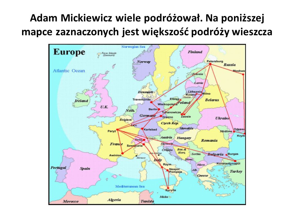 Adam Mickiewicz wiele podróżował