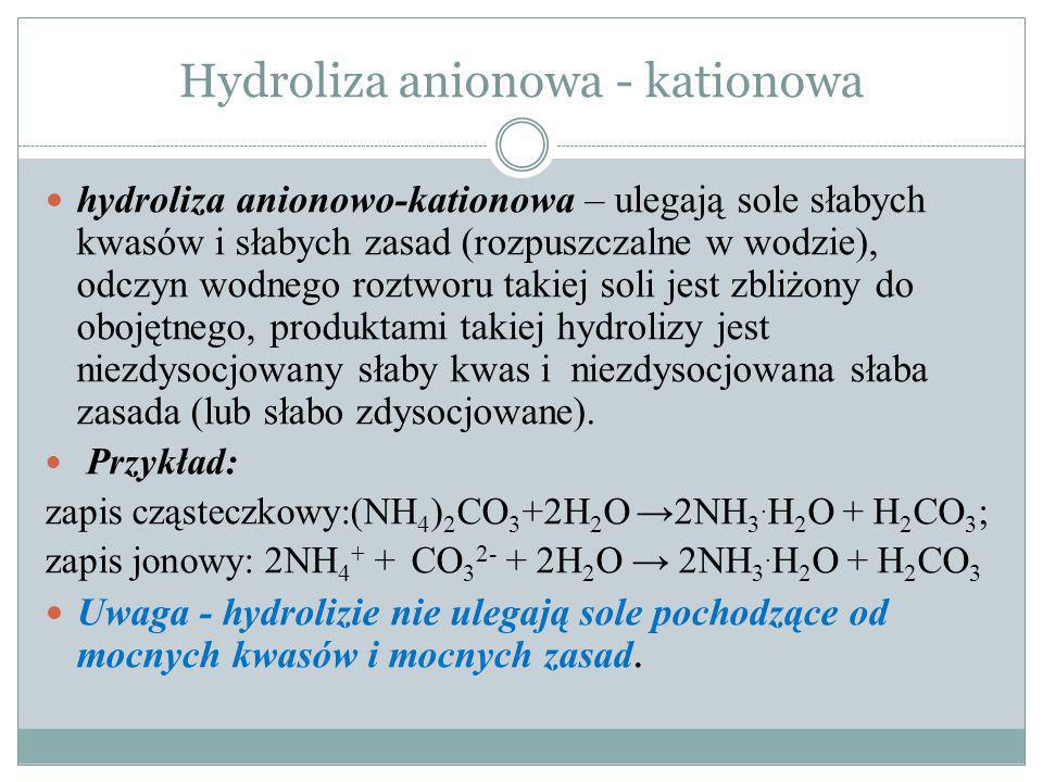 Hydroliza anionowa - kationowa