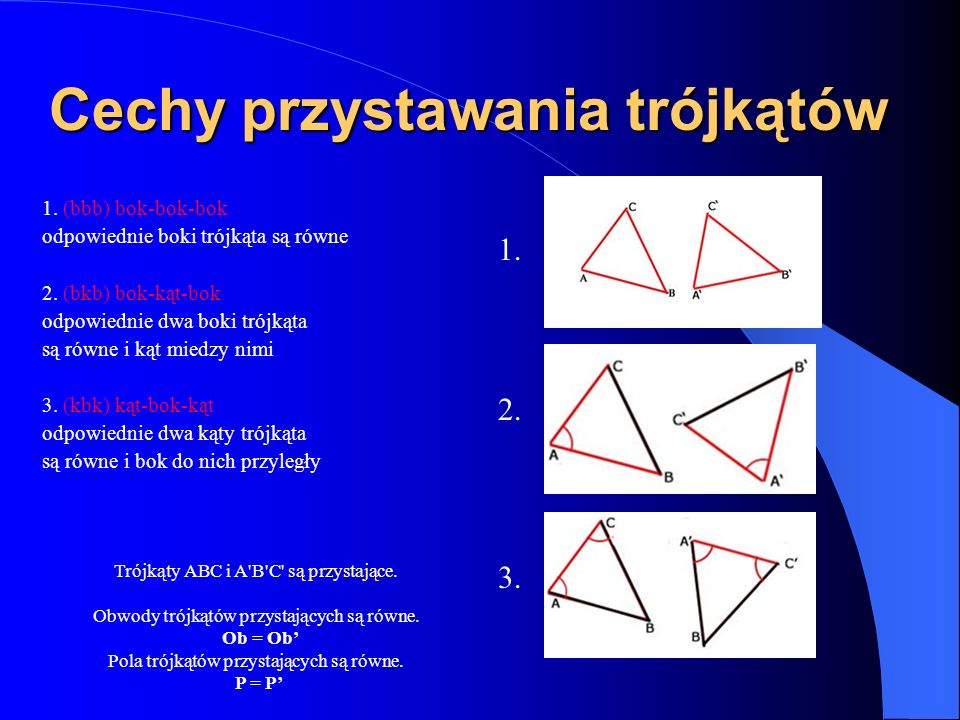 Cechy przystawania trójkątów