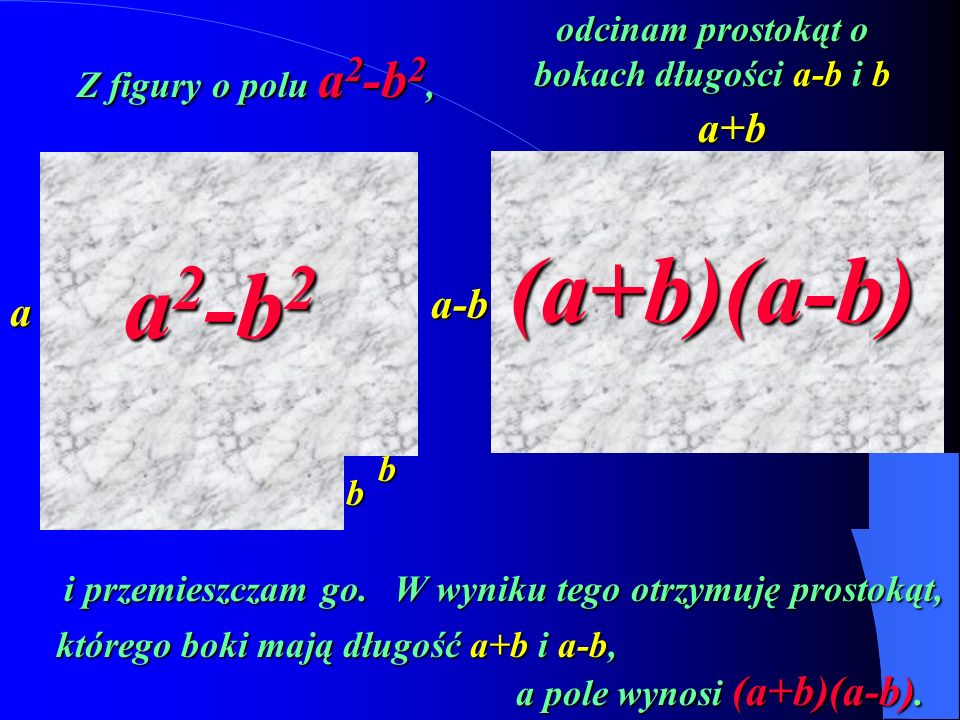 (a+b)(a-b) a2-b2 a+b a-b a odcinam prostokąt o bokach długości a-b i b
