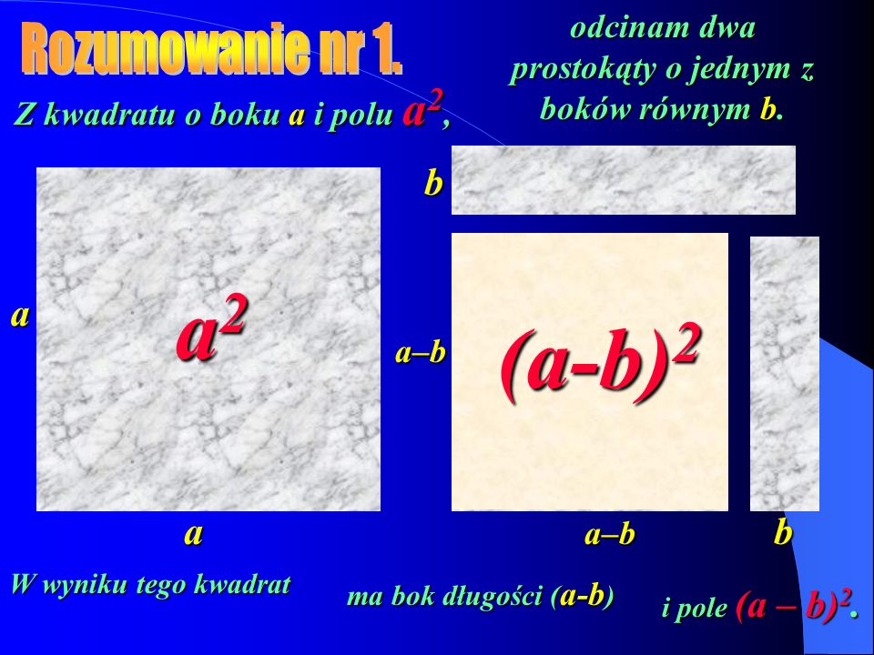 a2 (a-b)2 (a-b)2 Rozumowanie nr 1. b a a b