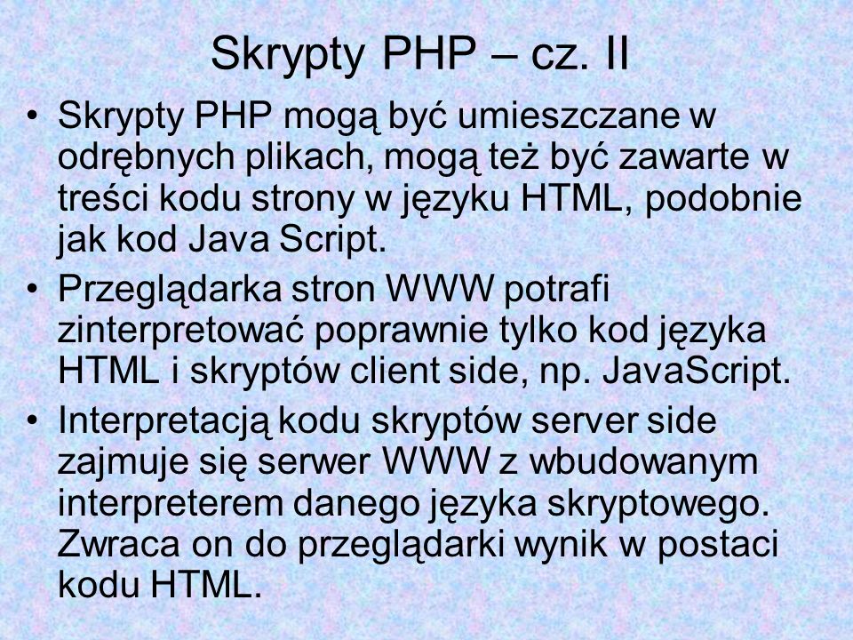 Skrypty PHP – cz. II