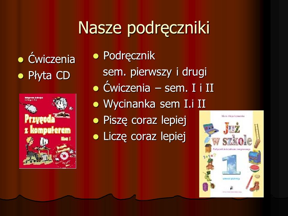 Nasze podręczniki Podręcznik Ćwiczenia sem. pierwszy i drugi Płyta CD