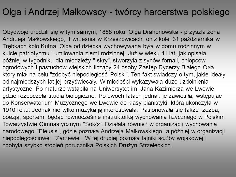 Olga i Andrzej Małkowscy - twórcy harcerstwa polskiego