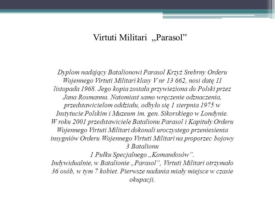 Virtuti Militari „Parasol