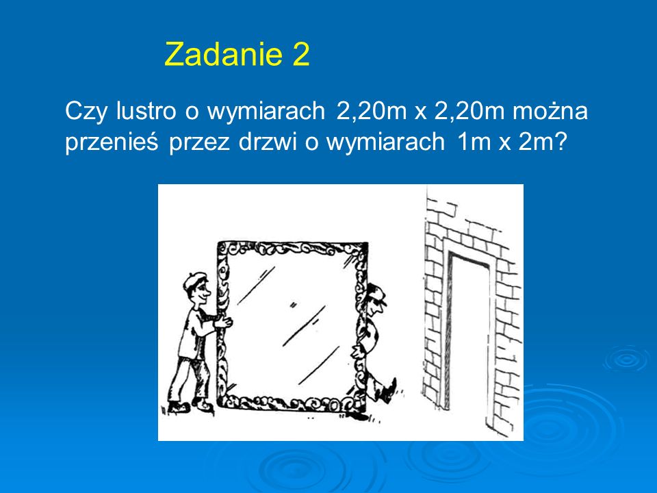 Zadanie 2 Czy lustro o wymiarach 2,20m x 2,20m można