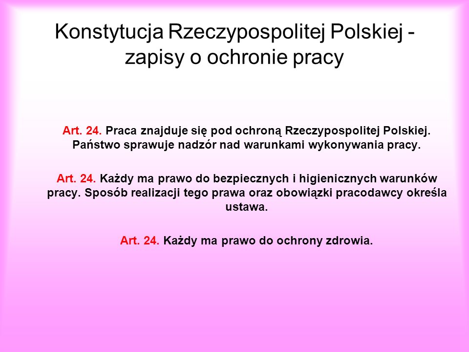 Konstytucja Rzeczypospolitej Polskiej - zapisy o ochronie pracy