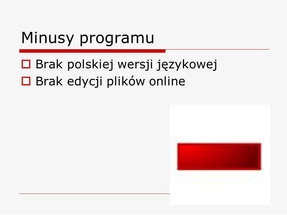 Minusy programu Brak polskiej wersji językowej