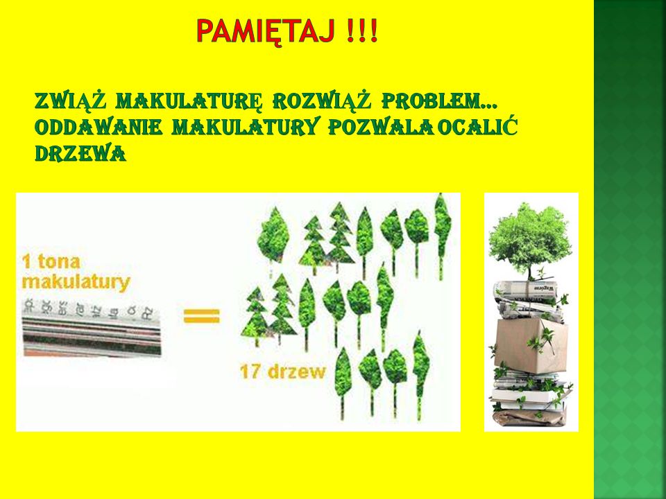 Pamiętaj !!! Zwiąż makulaturę rozwiąż problem… oddawanie makulatury pozwala ocalić drzewa